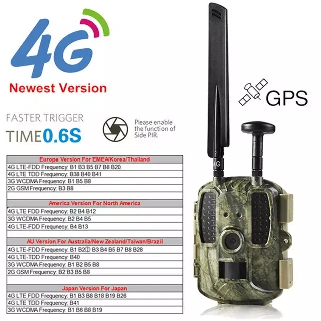 2019 High Quality 1080P Wireless SMS MMS GPRS GSM 4G Hunting Camera Wildlife 4G Trail Camera with Box and Power Supply